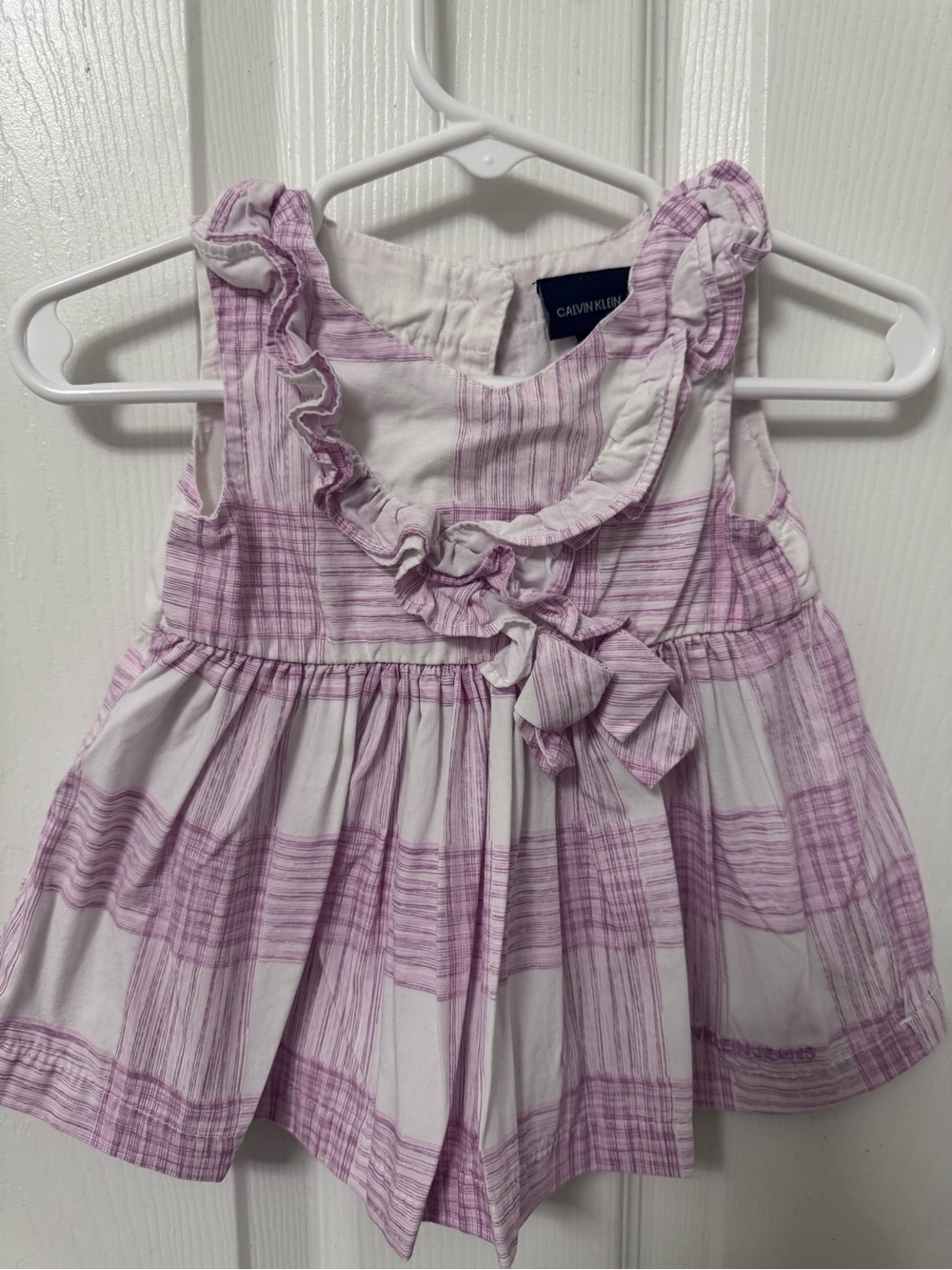 Calvin Klein Jeans Lilac Plaid Ruffle Bow Dress